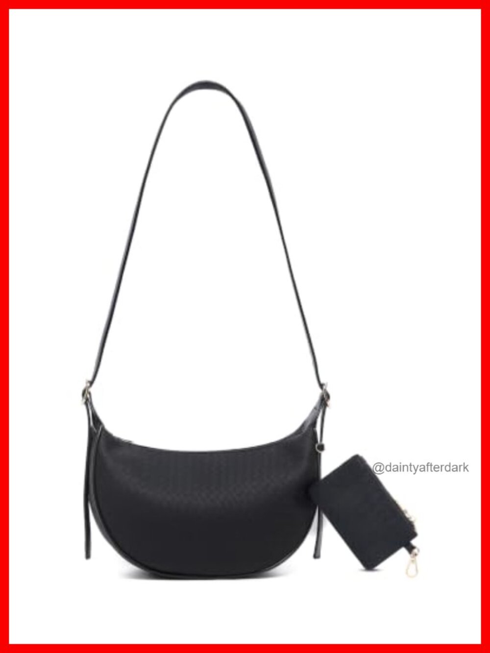 Woven Crescent Shoulder Bag 2PC Vegan Leather Hobo Crossbody with Matching